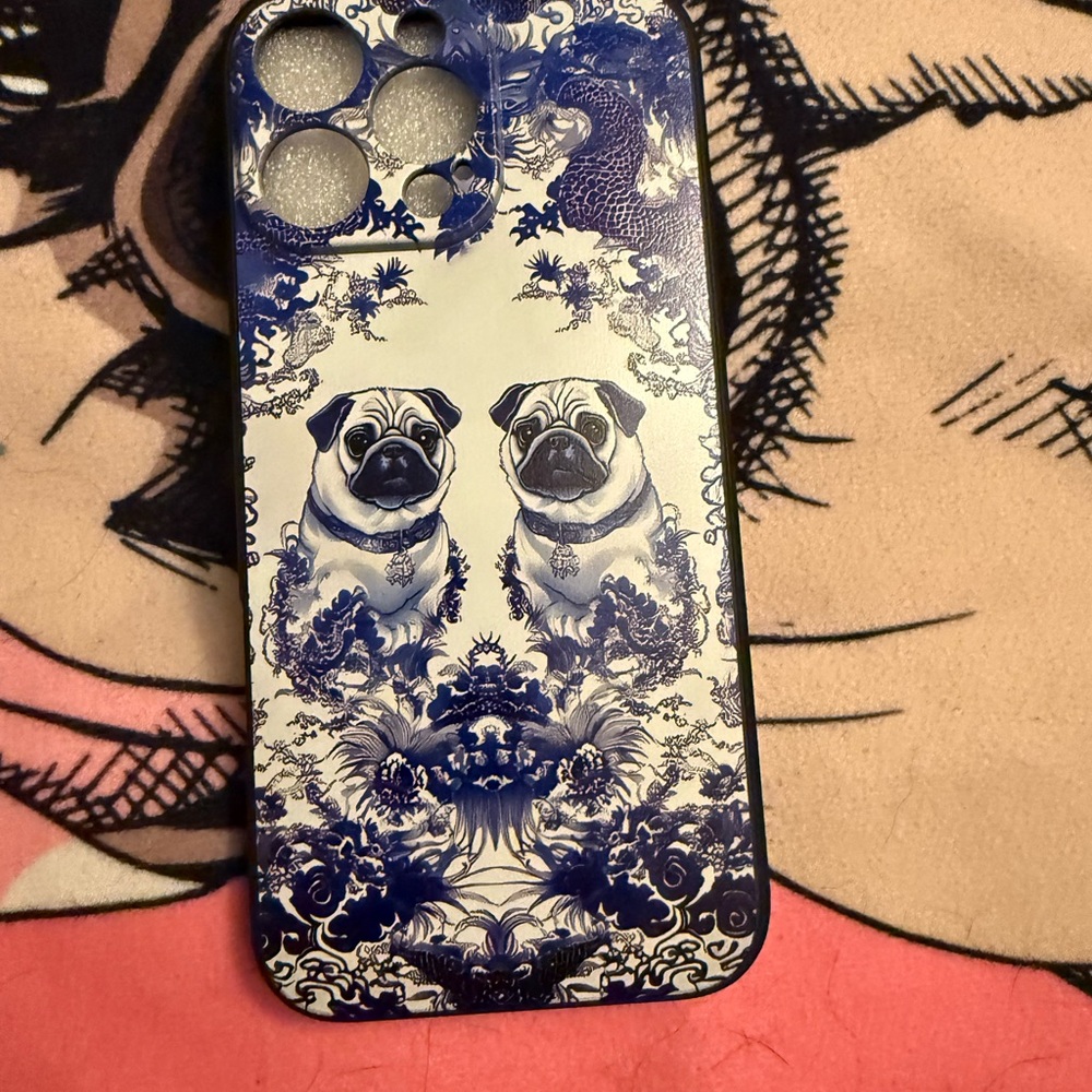 Blue and White Skull Design iPhone Case